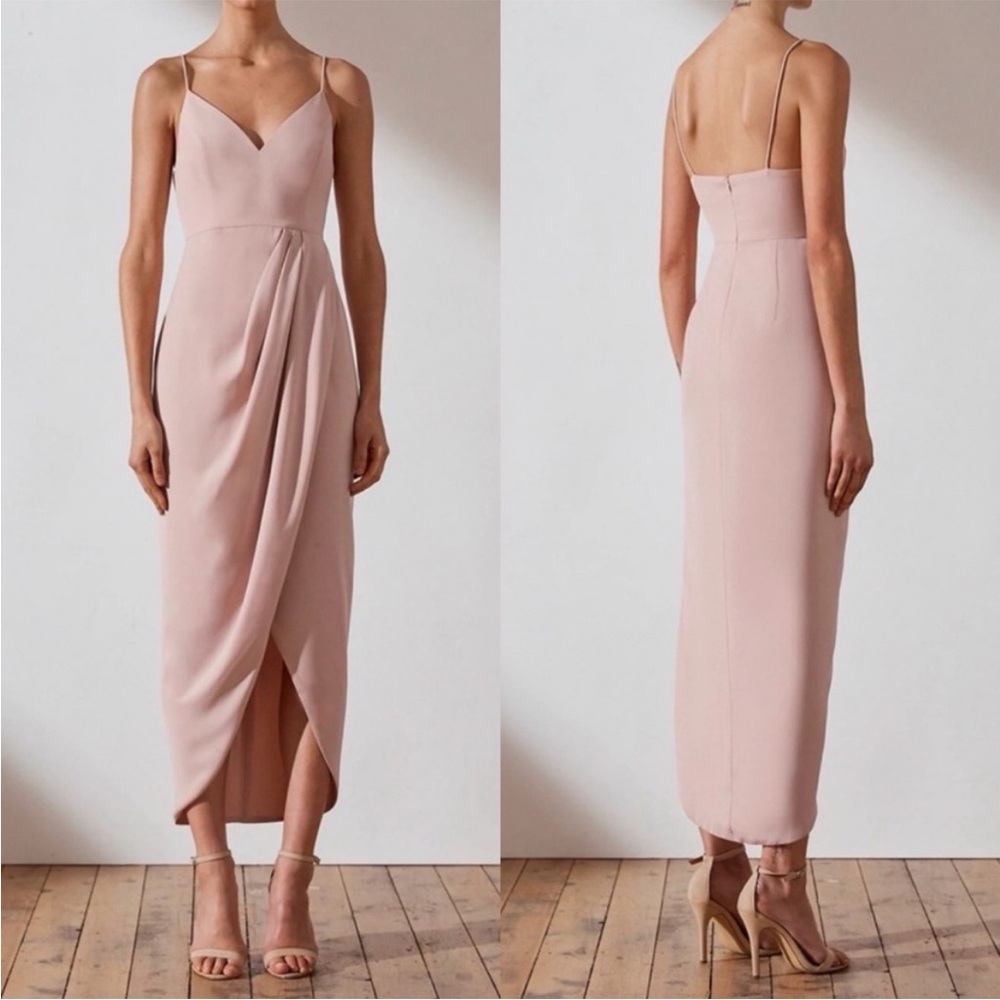 Shona Joy Core Cocktail Draped Dress in Pink Women's Size 2 Bridesmaid Event - Picture 2 of 16